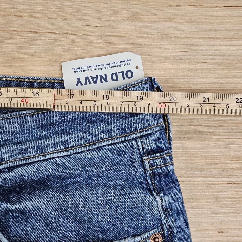 Old Navy OG Loose Button Fly Jeans Womens 18T Tall Blue High Rise Split Hem NEW - Picture 6 of 16